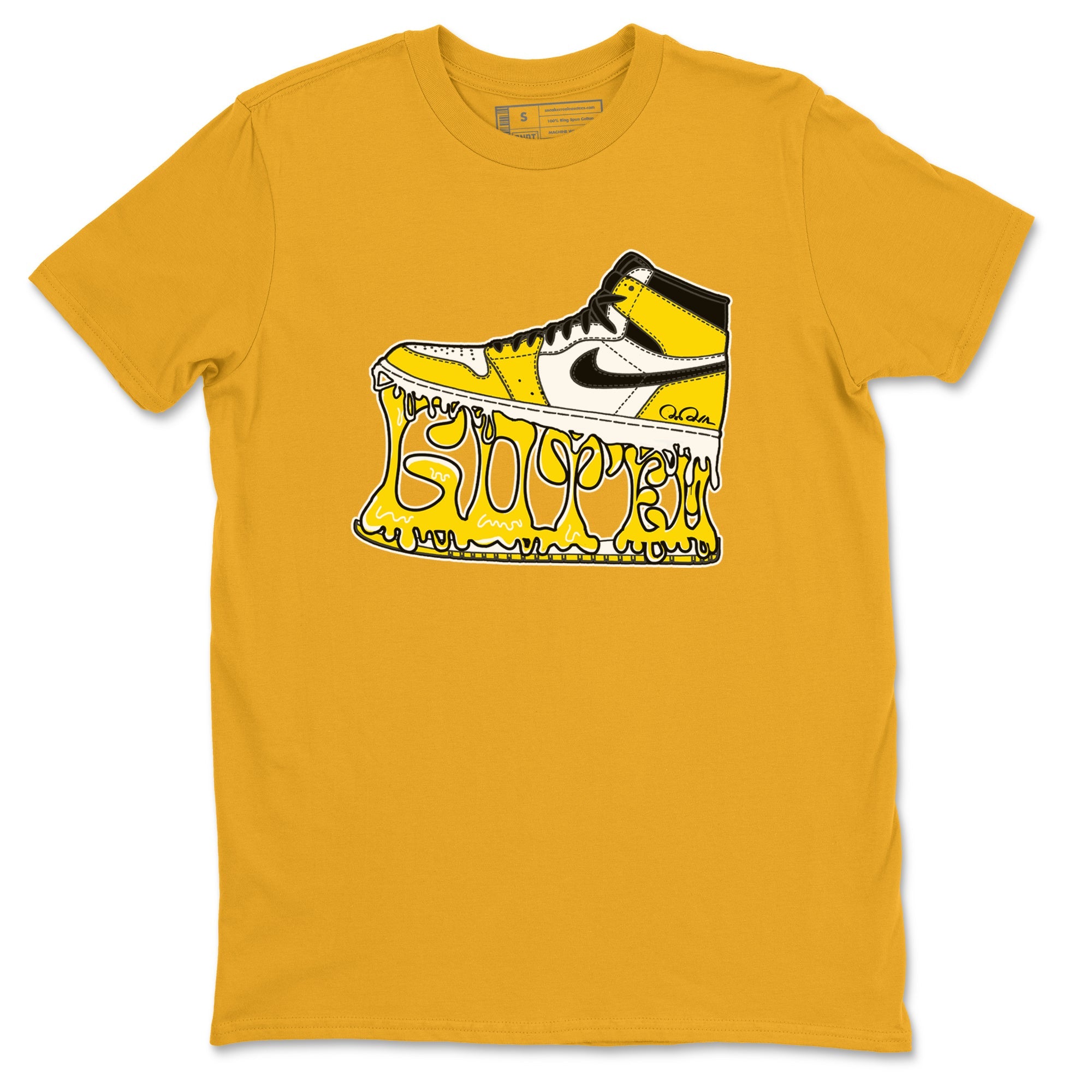1s Yellow Ochre shirt to match jordans Shoe Stuck sneaker tees Air Jordan 1 Yellow Ochre SNRT Sneaker Release Tees unisex cotton Gold 2 crew neck shirt