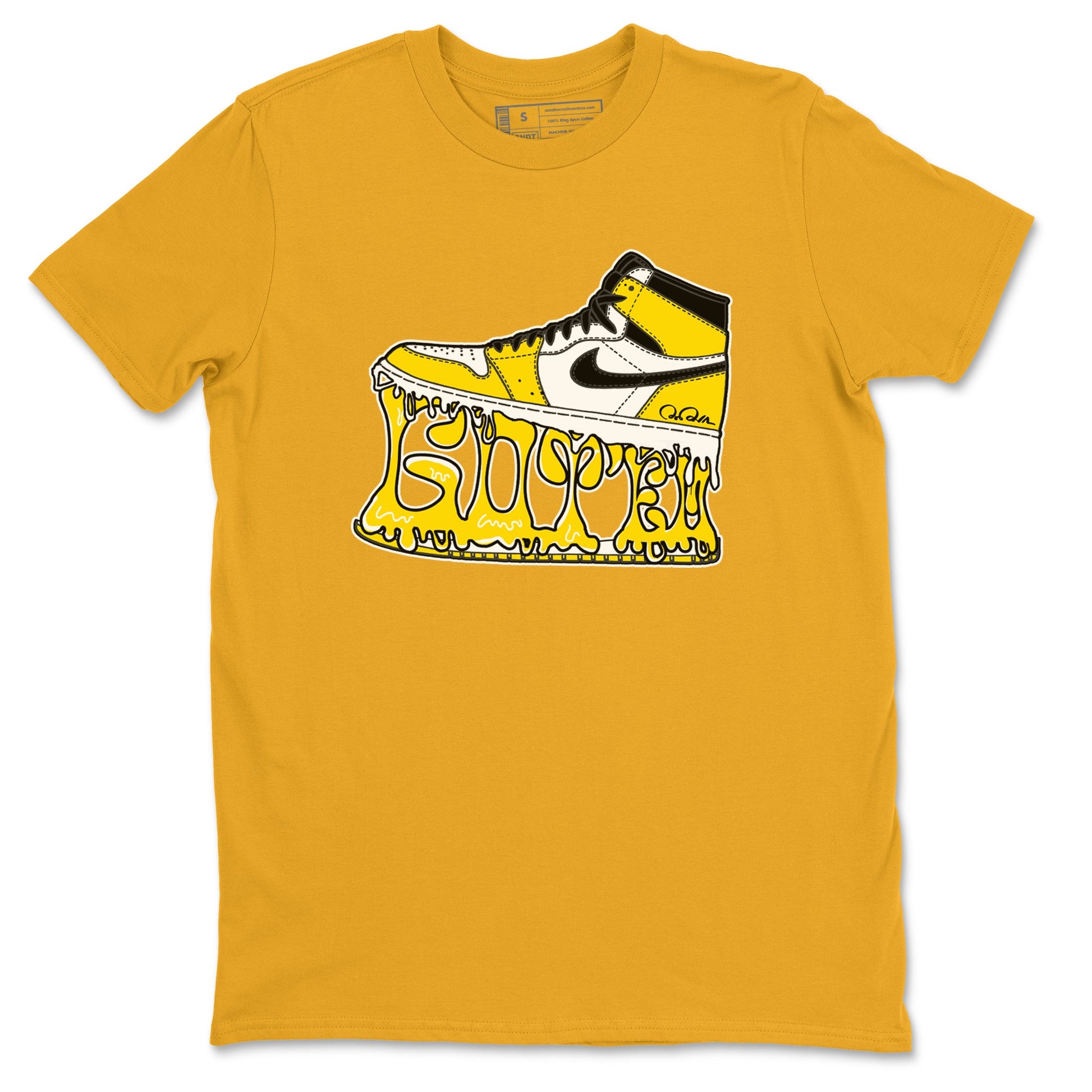 1s Yellow Ochre shirt to match jordans Shoe Stuck sneaker tees Air Jordan 1 Yellow Ochre SNRT Sneaker Release Tees unisex cotton Gold 2 crew neck shirt