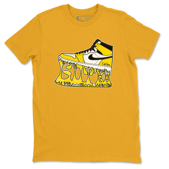 1s Yellow Ochre shirt to match jordans Shoe Stuck sneaker tees Air Jordan 1 Yellow Ochre SNRT Sneaker Release Tees unisex cotton Gold 2 crew neck shirt