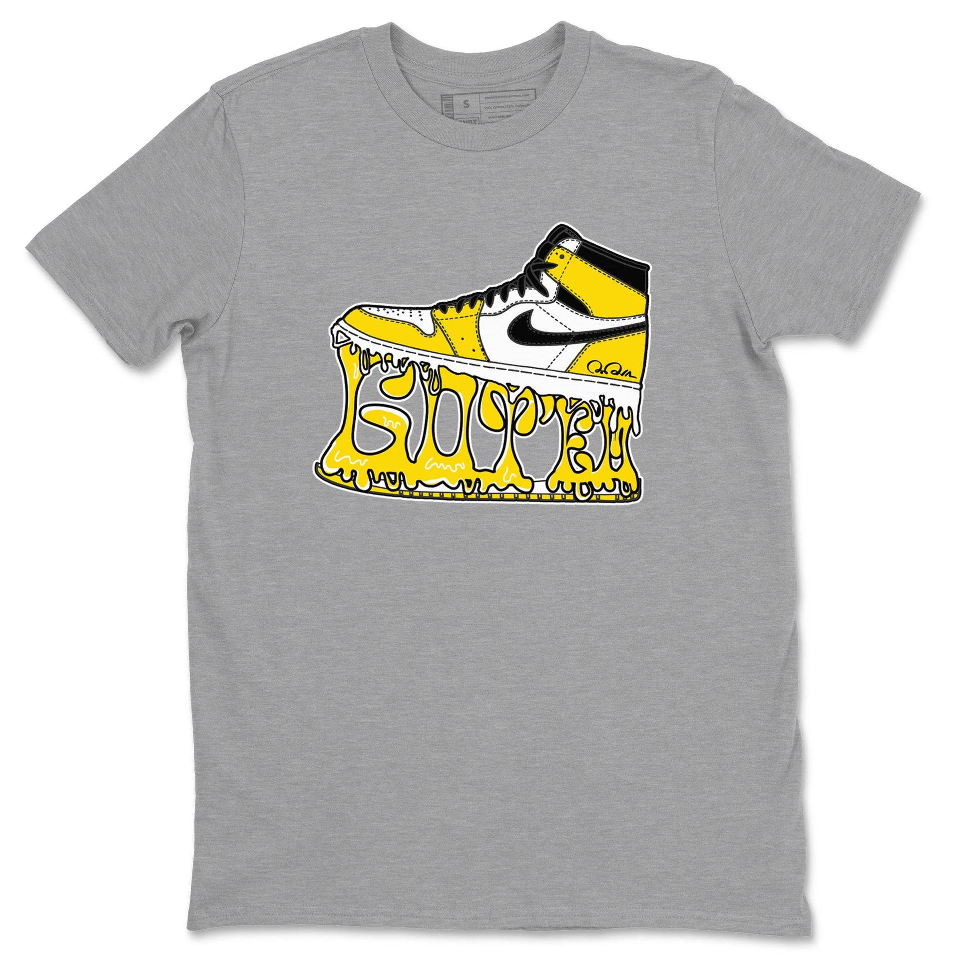 1s Yellow Ochre shirt to match jordans Shoe Stuck sneaker tees Air Jordan 1 Yellow Ochre SNRT Sneaker Release Tees unisex cotton Heather Grey 2 crew neck shirt