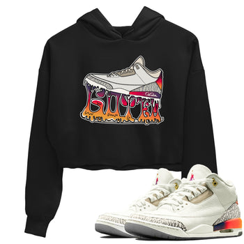 Air Jordan 3 J Balvin shirt to match jordans Shoe Stuck sneaker tees AJ3 J Balvin SNRT Sneaker Release Tees Black 1 Crop T-Shirt