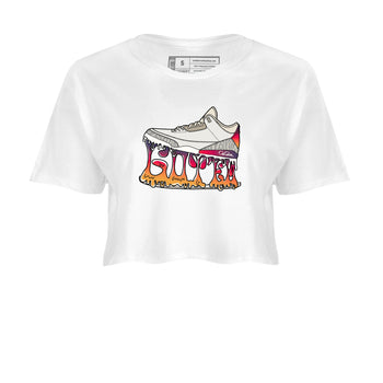 Air Jordan 3 J Balvin shirt to match jordans Shoe Stuck sneaker tees AJ3 J Balvin SNRT Sneaker Release Tees White 2 Crop T-Shirt
