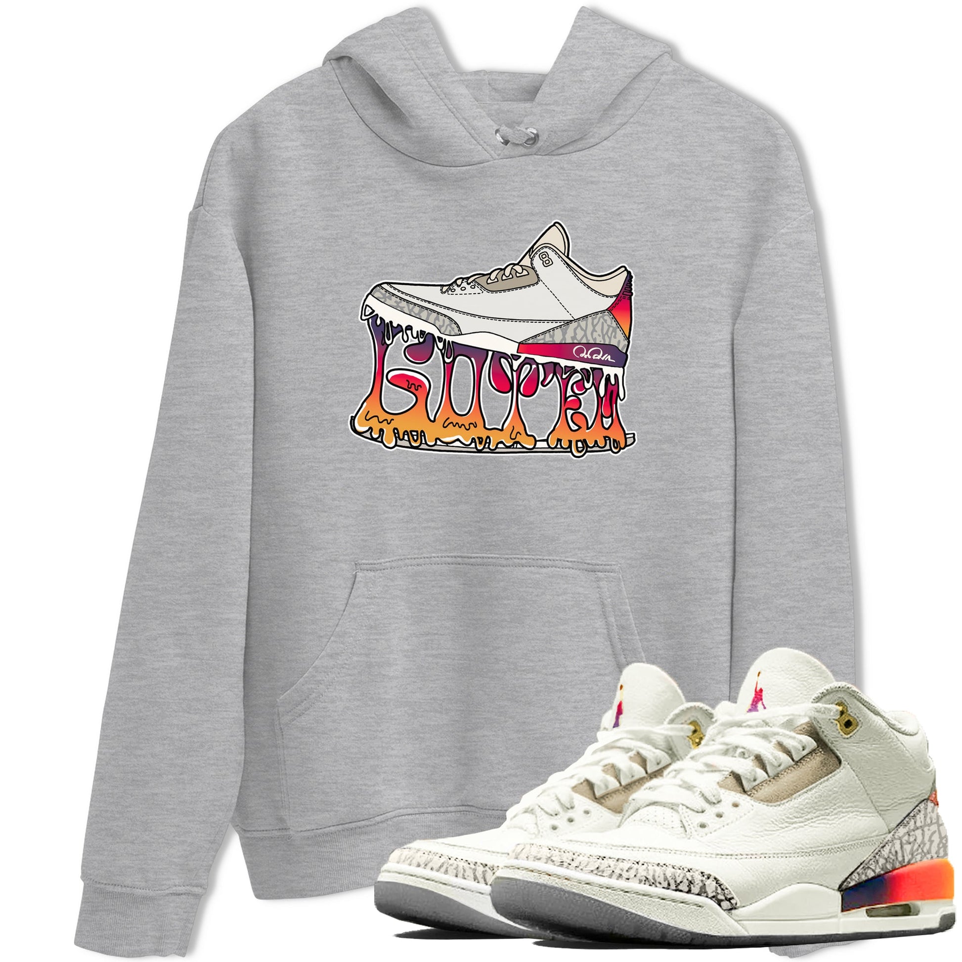 Air Jordan 3 J Balvin shirt to match jordans Shoe Stuck sneaker tees AJ3 J Balvin SNRT Sneaker Release Tees Unisex Heather Grey 1 T-Shirt