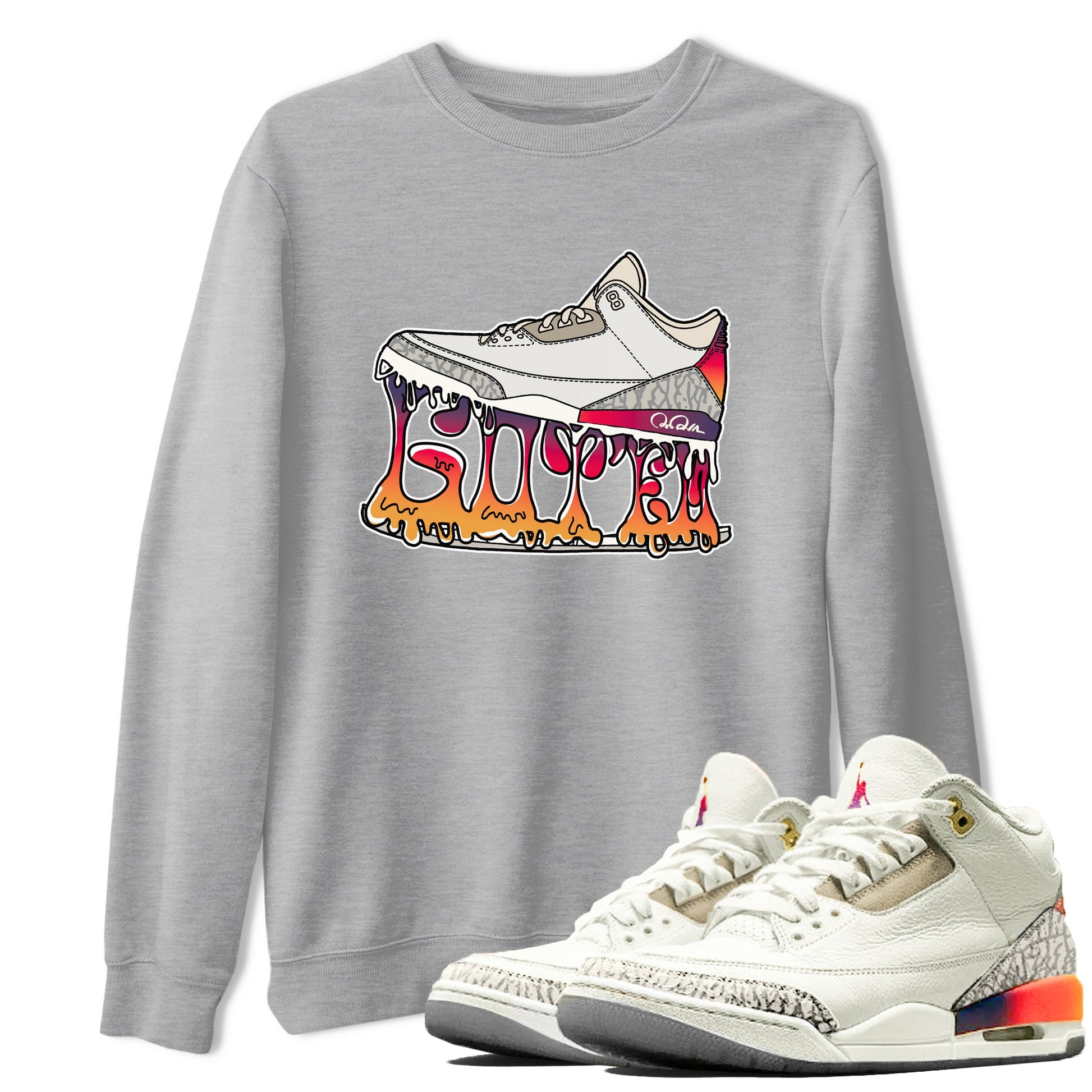 Air Jordan 3 J Balvin shirt to match jordans Shoe Stuck sneaker tees AJ3 J Balvin SNRT Sneaker Release Tees Unisex Heather Grey 1 T-Shirt