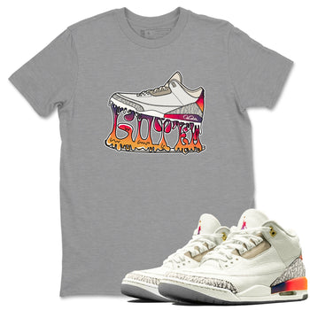 Air Jordan 3 J Balvin shirt to match jordans Shoe Stuck sneaker tees AJ3 J Balvin SNRT Sneaker Release Tees Unisex Heather Grey 1 T-Shirt