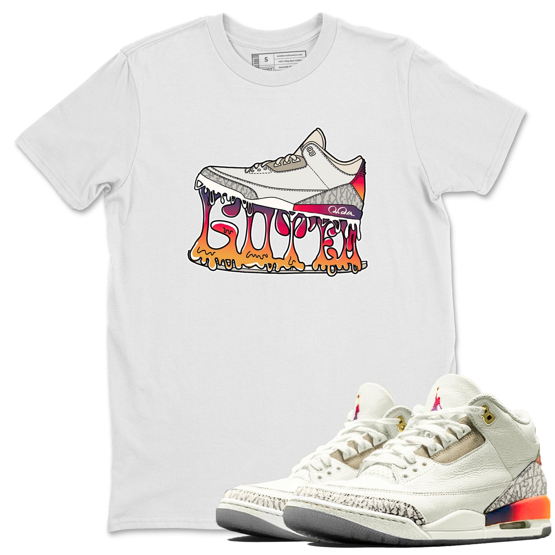 Air Jordan 3 J Balvin shirt to match jordans Shoe Stuck sneaker tees AJ3 J Balvin SNRT Sneaker Release Tees Unisex White 1 T-Shirt