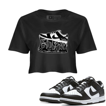 Dunk Panda shirt to match jordans Shoe Stuck sneaker tees Nike Dunk Low Panda SNRT Sneaker Release Tees Black 1 Crop T-Shirt