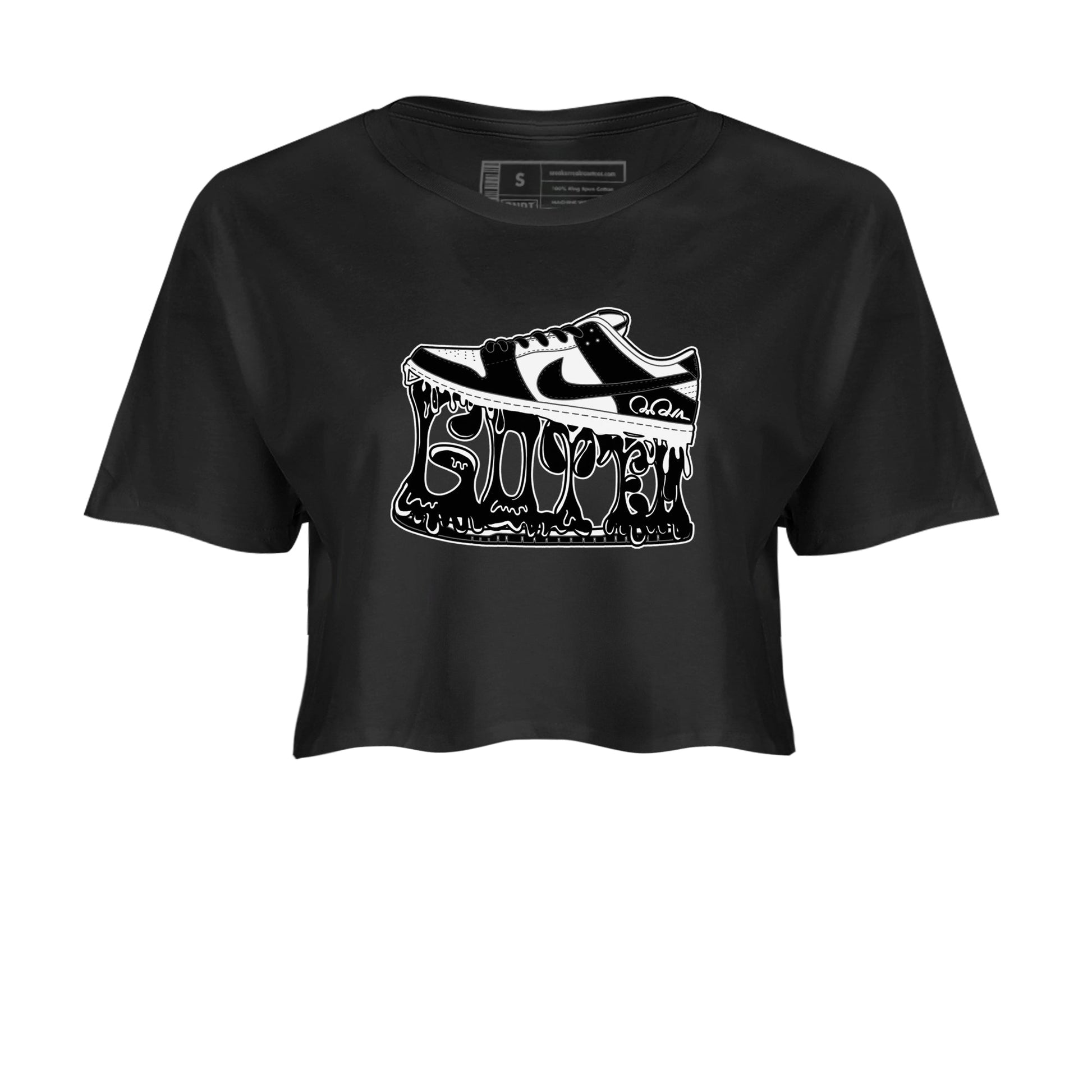 Dunk Panda shirt to match jordans Shoe Stuck sneaker tees Nike Dunk Low Panda SNRT Sneaker Release Tees Black 2 Crop T-Shirt