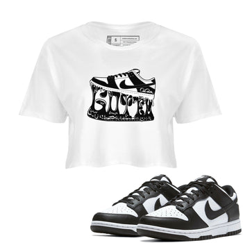 Dunk Panda shirt to match jordans Shoe Stuck sneaker tees Nike Dunk Low Panda SNRT Sneaker Release Tees White 1 Crop T-Shirt