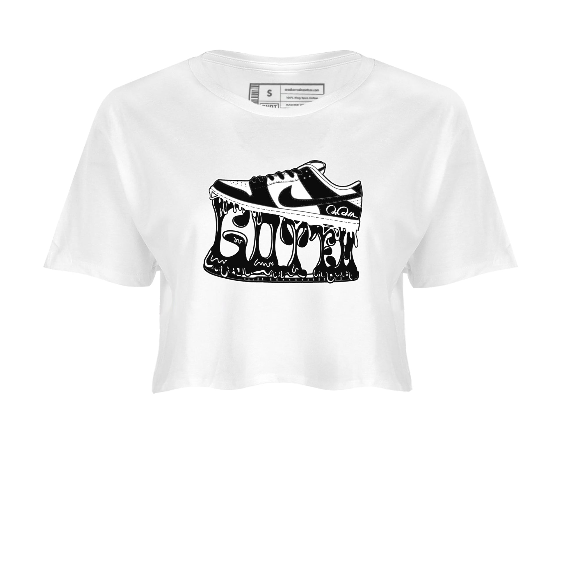 Dunk Panda shirt to match jordans Shoe Stuck sneaker tees Nike Dunk Low Panda SNRT Sneaker Release Tees White 2 Crop T-Shirt
