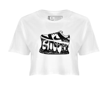Dunk Panda shirt to match jordans Shoe Stuck sneaker tees Nike Dunk Low Panda SNRT Sneaker Release Tees White 2 Crop T-Shirt