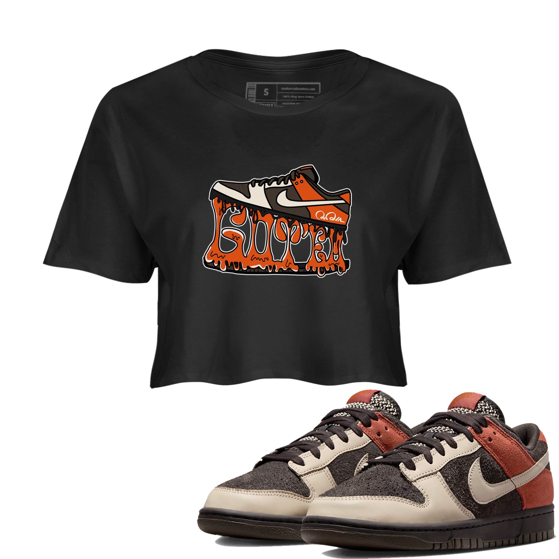 Dunk Red Panda shirt to match jordans Shoe Stuck sneaker tees Nike Dunk Low Red Panda SNRT Sneaker Release Tees Black 1 Crop T-Shirt