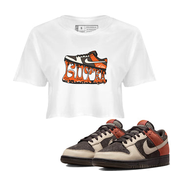 Dunk Red Panda shirt to match jordans Shoe Stuck sneaker tees Nike Dunk Low Red Panda SNRT Sneaker Release Tees White 1 Crop T-Shirt