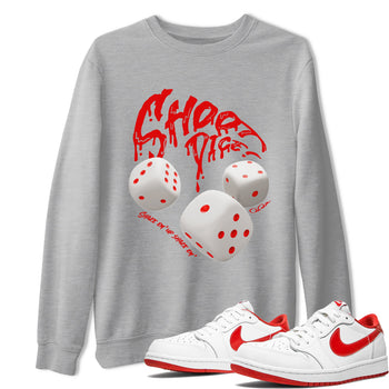 Jordan 1 Low University Red shirt to match jordans Shoot Dice sneakertees AJ1 Low University Red SNRT Sneaker Release Tees Unisex Heather Grey 1 T-Shirt