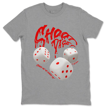 Jordan 1 Low University Red shirt to match jordans Shoot Dice sneakertees AJ1 Low University Red SNRT Sneaker Release Tees Unisex Heather Grey 2 T-Shirt