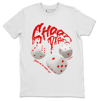 Jordan 1 Low University Red shirt to match jordans Shoot Dice sneakertees AJ1 Low University Red SNRT Sneaker Release Tees Unisex White 2 T-Shirt