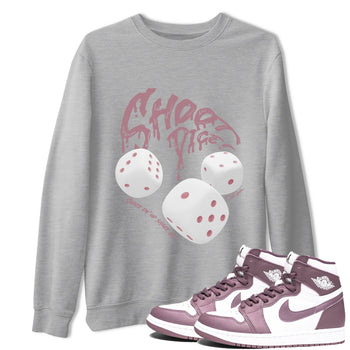 Air Jordan 1 Mauve shirt to match jordans Shoot Dice sneaker tees AJ1Mauve SNRT Sneaker Release Tees Unisex Heather Grey 1 T-Shirt