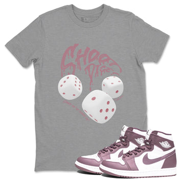Air Jordan 1 Mauve shirt to match jordans Shoot Dice sneaker tees AJ1Mauve SNRT Sneaker Release Tees Unisex Heather Grey 1 T-Shirt