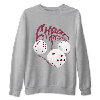 Air Jordan 1 Metallic Burgundy shirt to match jordans Shoot Dice sneaker tees AJ1 Metallic Burgundy SNRT Sneaker Release Tees unisex cotton Heather Grey 2 crew neck shirt