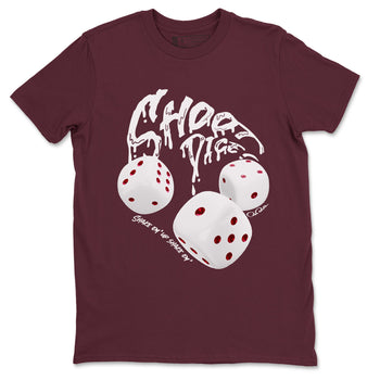 Air Jordan 1 Metallic Burgundy shirt to match jordans Shoot Dice sneaker tees AJ1 Metallic Burgundy SNRT Sneaker Release Tees unisex cotton Maroon 2 crew neck shirt