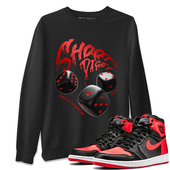 Air Jordan 1 Satin Bred Sneaker Match Tees Shoot Dice Sneaker Tees AJ1 Satin Bred Sneaker Release Tees Unisex Shirts Black 1