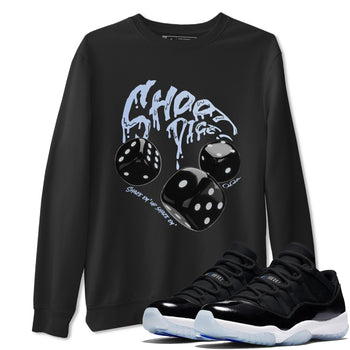 11s Black and Varsity Royal shirt to match jordans Shoot Dice sneaker tees Air Jordan 11 Black/Varsity Royal SNRT Sneaker Release Tees Unisex Black 1 T-Shirt