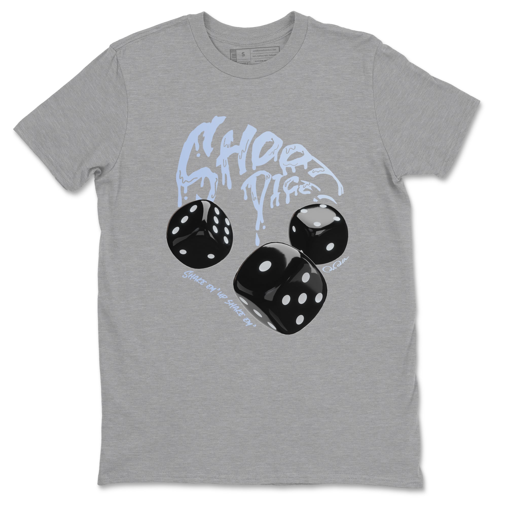 11s Black and Varsity Royal shirt to match jordans Shoot Dice sneaker tees Air Jordan 11 Black/Varsity Royal SNRT Sneaker Release Tees Unisex Heather Grey 2 T-Shirt