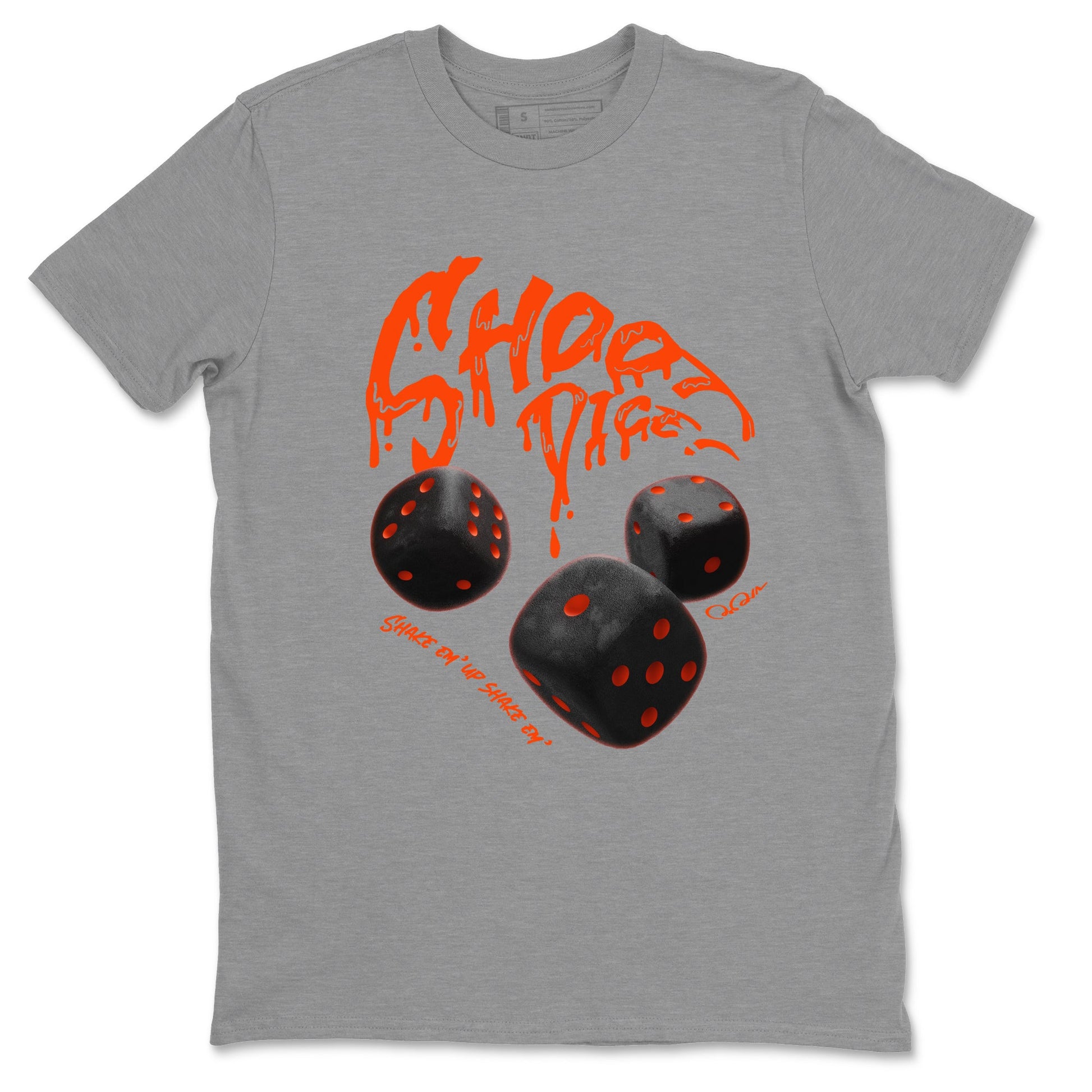 Air Jordan 12 Brilliant Orange Sneaker Match Tees Shoot Dice Sneaker Tees AJ1 OG High2 Brilliant Orange Sneaker Release Tees Unisex Shirts Heather Grey 2