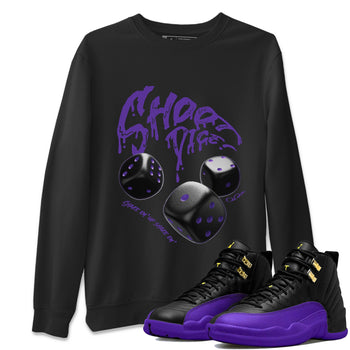 Air Jordan 12 Field Purple Sneaker Match Tees Shoot Dice Sneaker Tees AJ1 OG High2 Field Purple Sneaker Release Tees Unisex Shirts Black 1