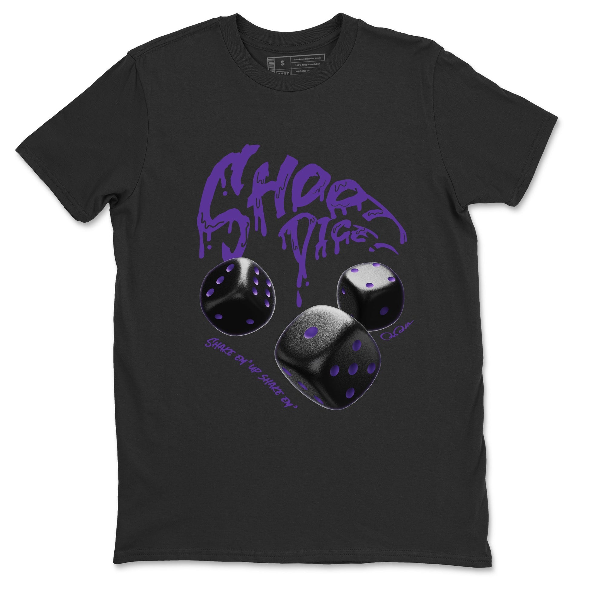 Air Jordan 12 Field Purple Sneaker Match Tees Shoot Dice Sneaker Tees AJ1 OG High2 Field Purple Sneaker Release Tees Unisex Shirts Black 2