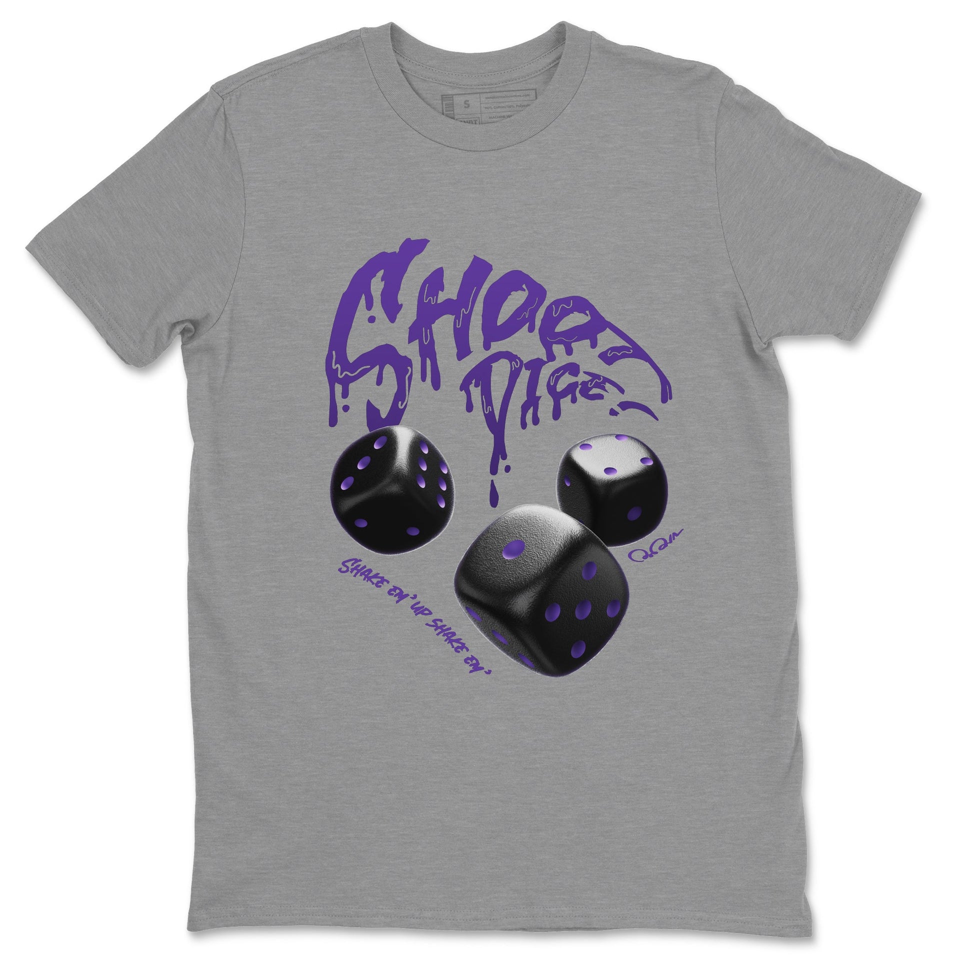 Air Jordan 12 Field Purple Sneaker Match Tees Shoot Dice Sneaker Tees AJ1 OG High2 Field Purple Sneaker Release Tees Unisex Shirts Heather Grey 2
