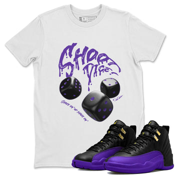 Air Jordan 12 Field Purple Sneaker Match Tees Shoot Dice Sneaker Tees AJ1 OG High2 Field Purple Sneaker Release Tees Unisex Shirts White 1