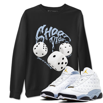 Air Jordan 13 Blue Grey shirt to match jordans Shoot Dice sneaker tees AJ13 Blue Grey SNRT Sneaker Release Tees unisex cotton Black 1 crew neck shirt