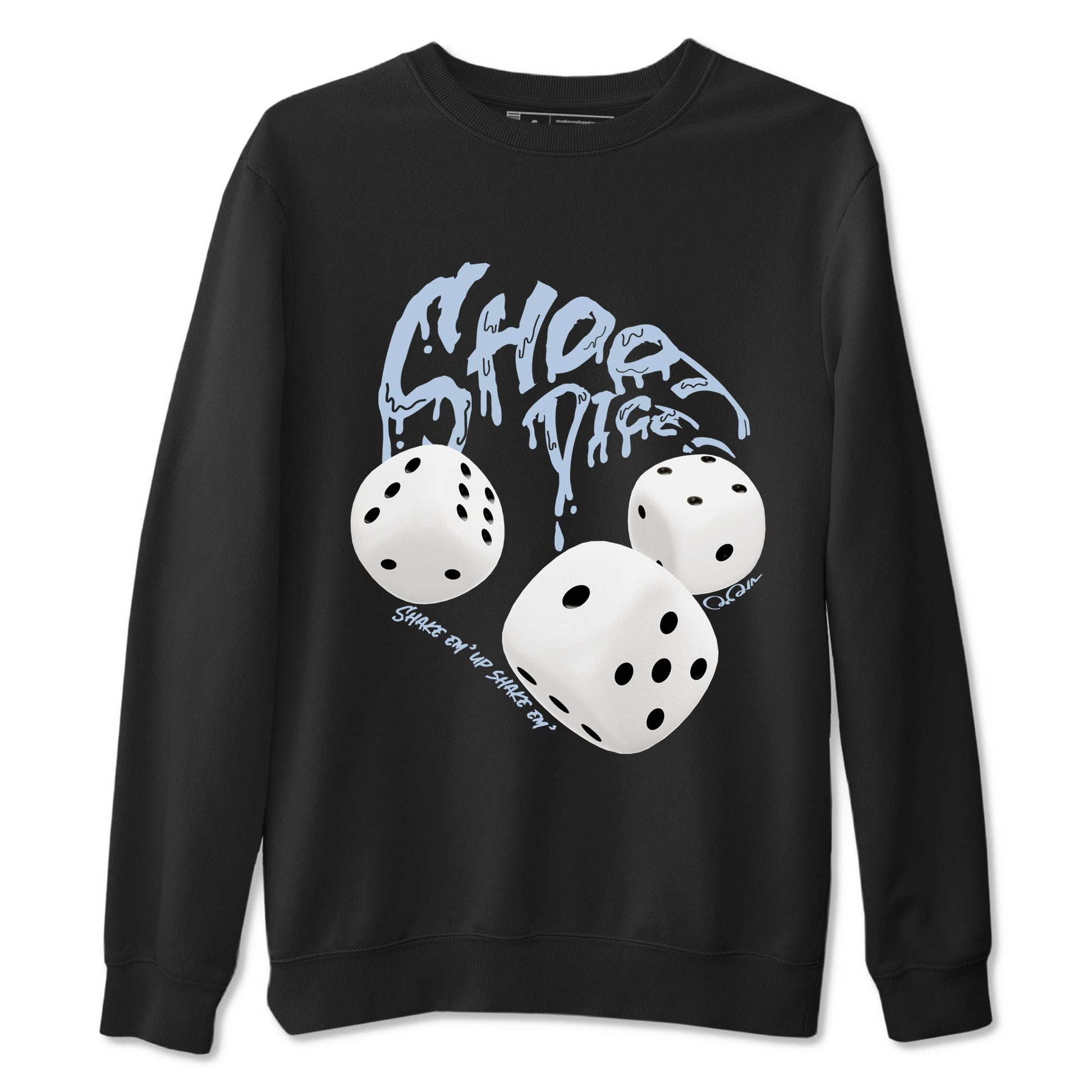 Air Jordan 13 Blue Grey shirt to match jordans Shoot Dice sneaker tees AJ13 Blue Grey SNRT Sneaker Release Tees unisex cotton Black 2 crew neck shirt
