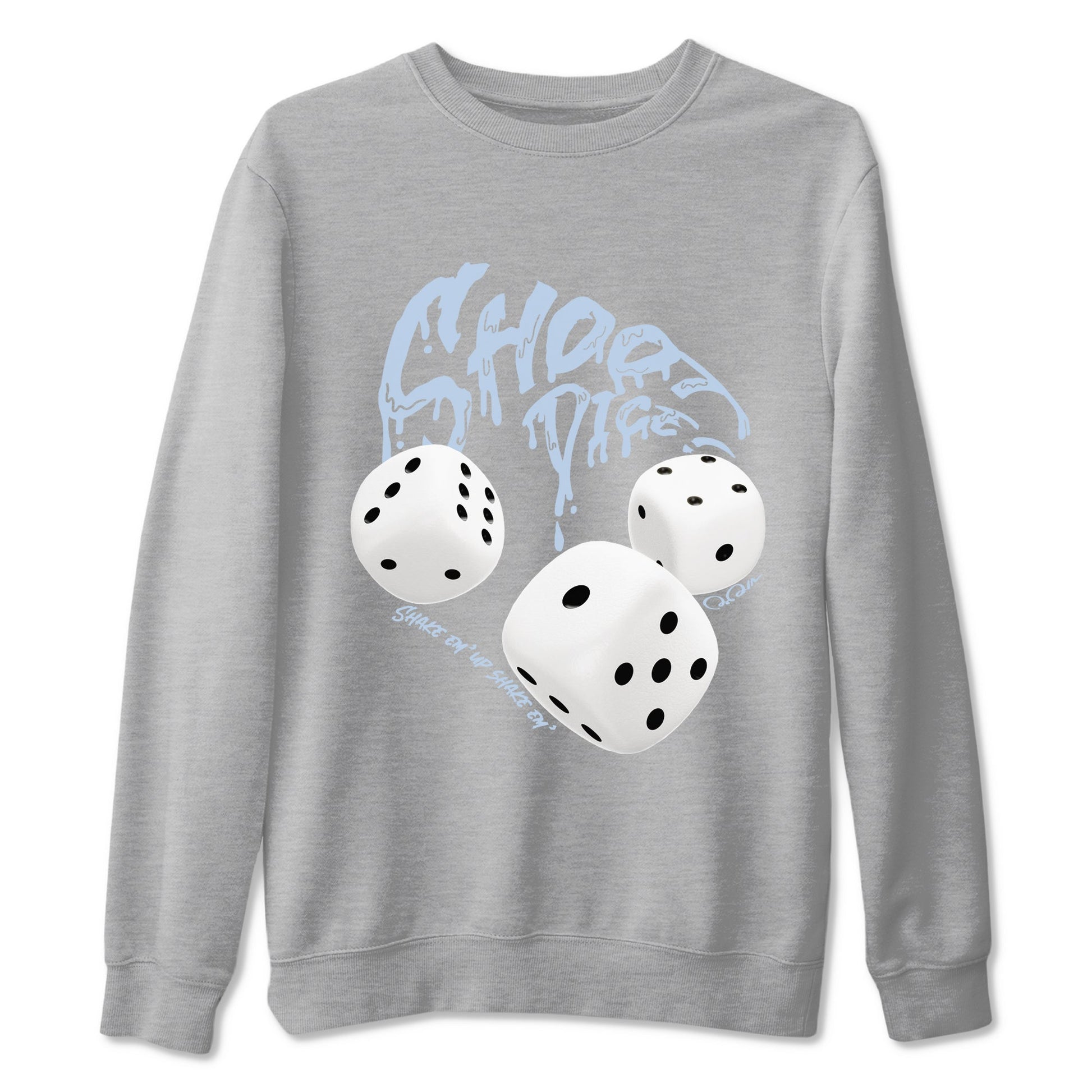 Air Jordan 13 Blue Grey shirt to match jordans Shoot Dice sneaker tees AJ13 Blue Grey SNRT Sneaker Release Tees unisex cotton Heather Grey 2 crew neck shirt