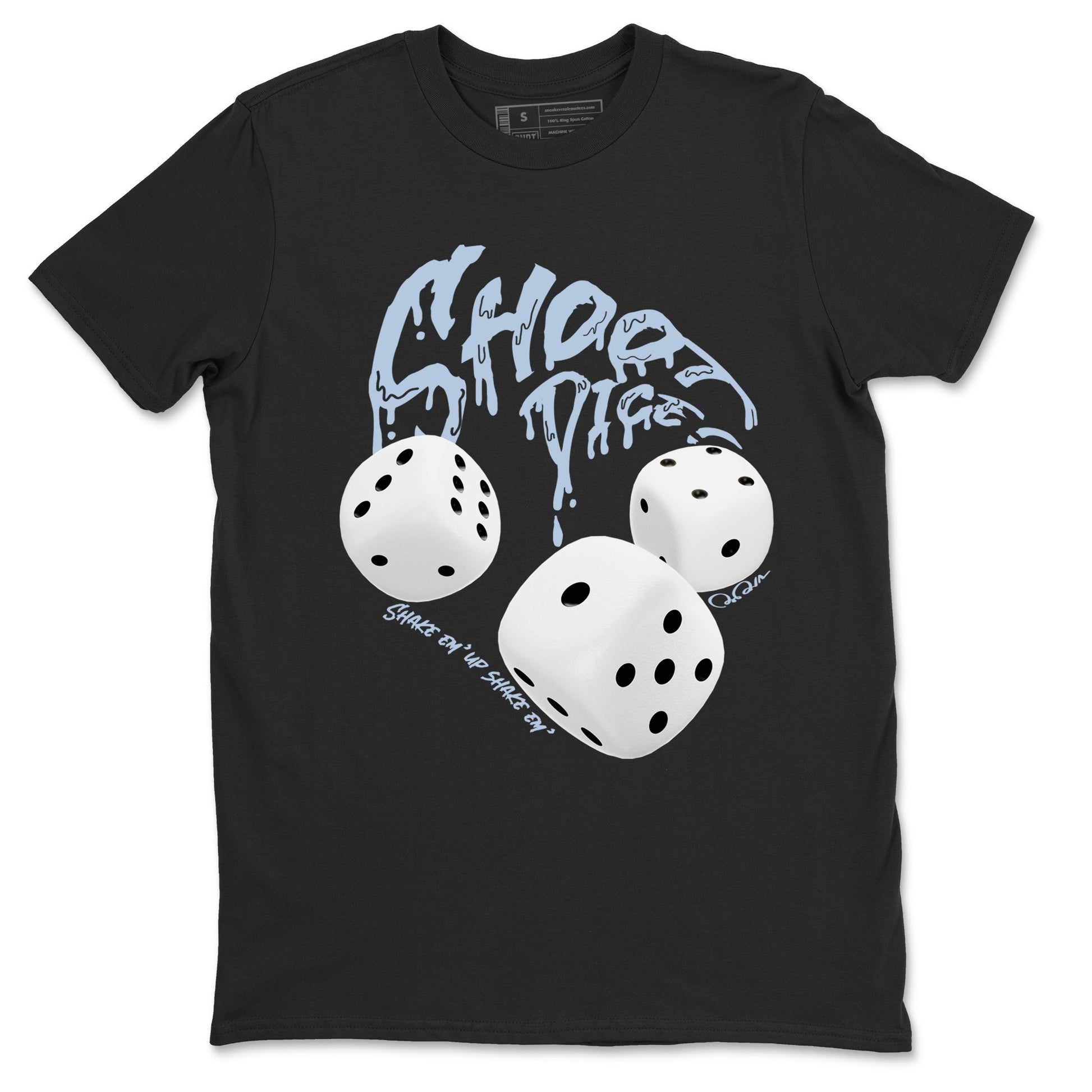 Air Jordan 13 Blue Grey shirt to match jordans Shoot Dice sneaker tees AJ13 Blue Grey SNRT Sneaker Release Tees unisex cotton Black 2 crew neck shirt