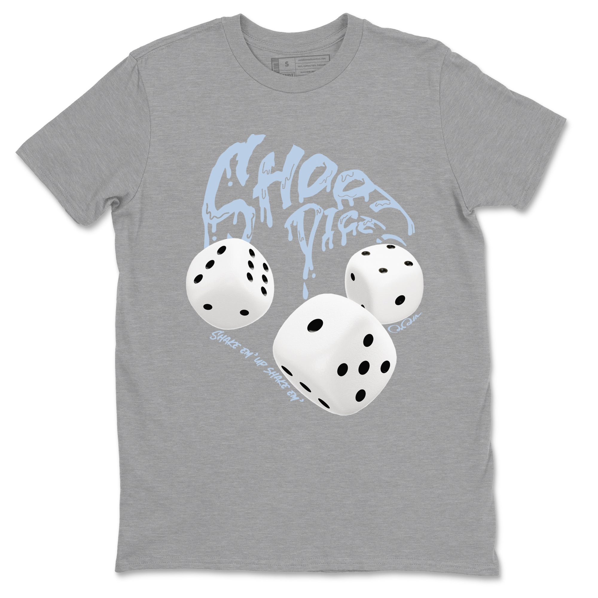 Air Jordan 13 Blue Grey shirt to match jordans Shoot Dice sneaker tees AJ13 Blue Grey SNRT Sneaker Release Tees unisex cotton Heather Grey 2 crew neck shirt
