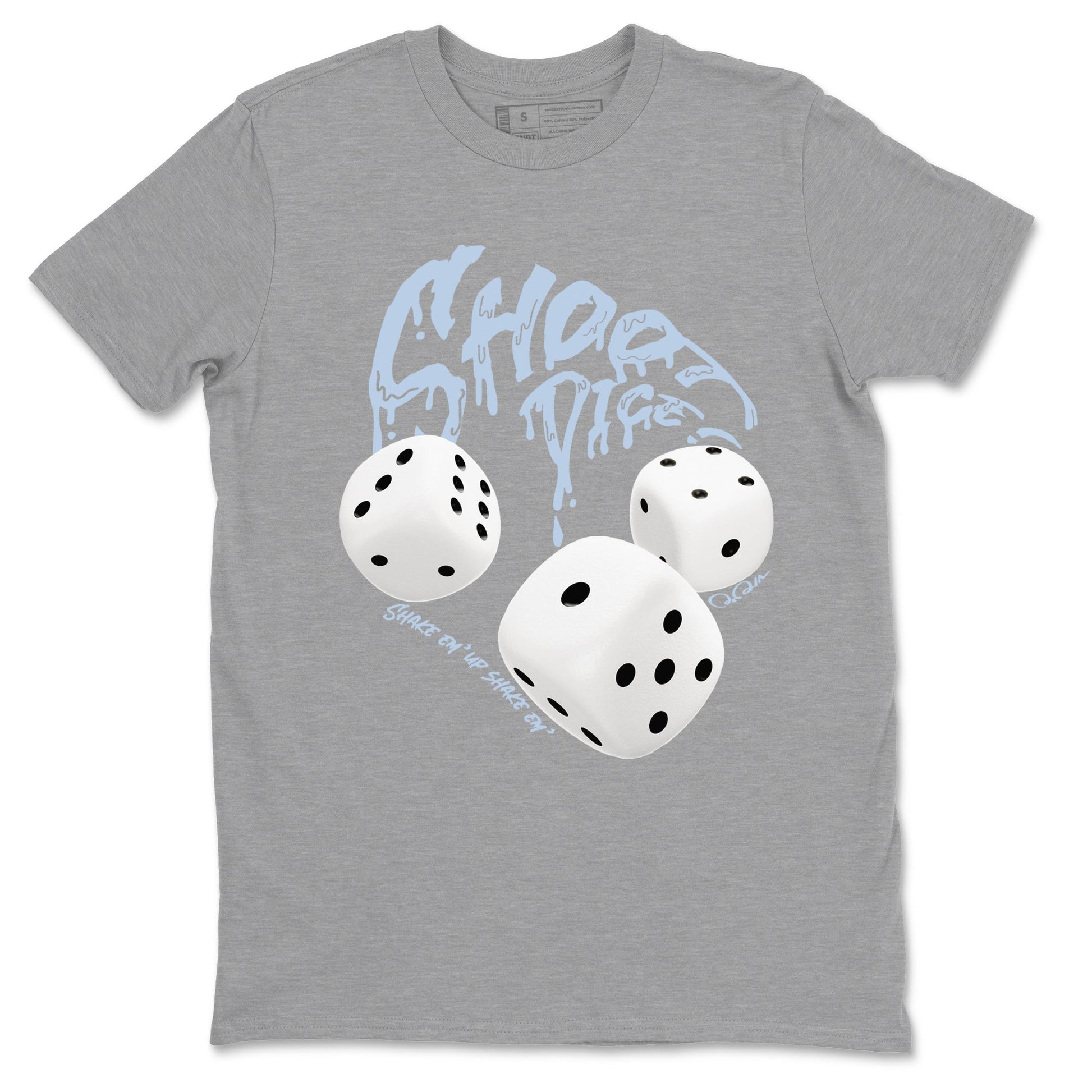 Air Jordan 13 Blue Grey shirt to match jordans Shoot Dice sneaker tees AJ13 Blue Grey SNRT Sneaker Release Tees unisex cotton Heather Grey 2 crew neck shirt