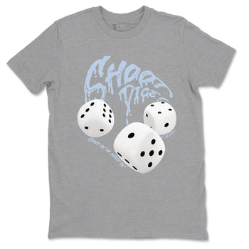 Air Jordan 13 Blue Grey shirt to match jordans Shoot Dice sneaker tees AJ13 Blue Grey SNRT Sneaker Release Tees unisex cotton Heather Grey 2 crew neck shirt