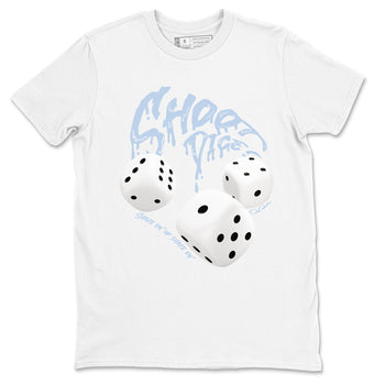 Air Jordan 13 Blue Grey shirt to match jordans Shoot Dice sneaker tees AJ13 Blue Grey SNRT Sneaker Release Tees unisex cotton White 2 crew neck shirt