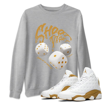 Air Jordan 13 Wheat Sneaker Match Tees Shoot Dice Sneaker Tees AJ13 Wheat Sneaker Release Tees Unisex Shirts Heather Grey 1