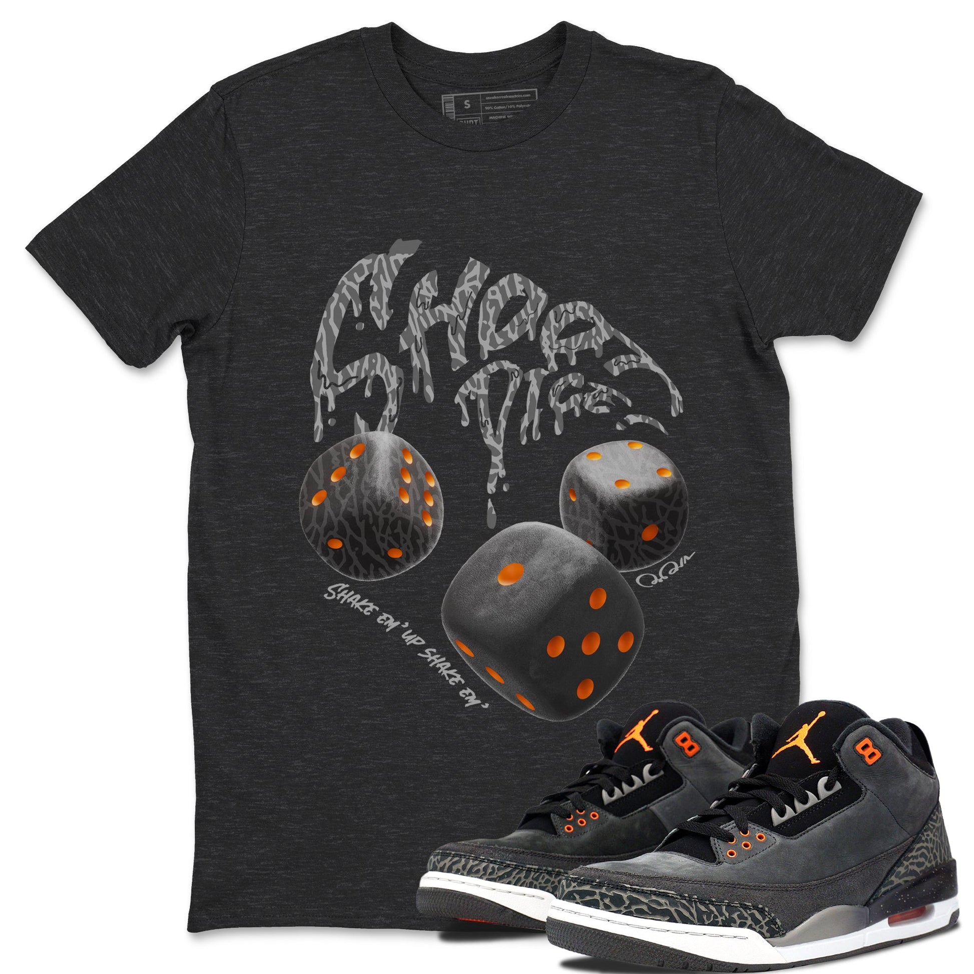 Air Jordan 3 Fear shirt to match jordans Shoot Dice sneaker tees AJ3 Fear SNRT Sneaker Release Tees Unisex Charcoal Heather 1 T-Shirt