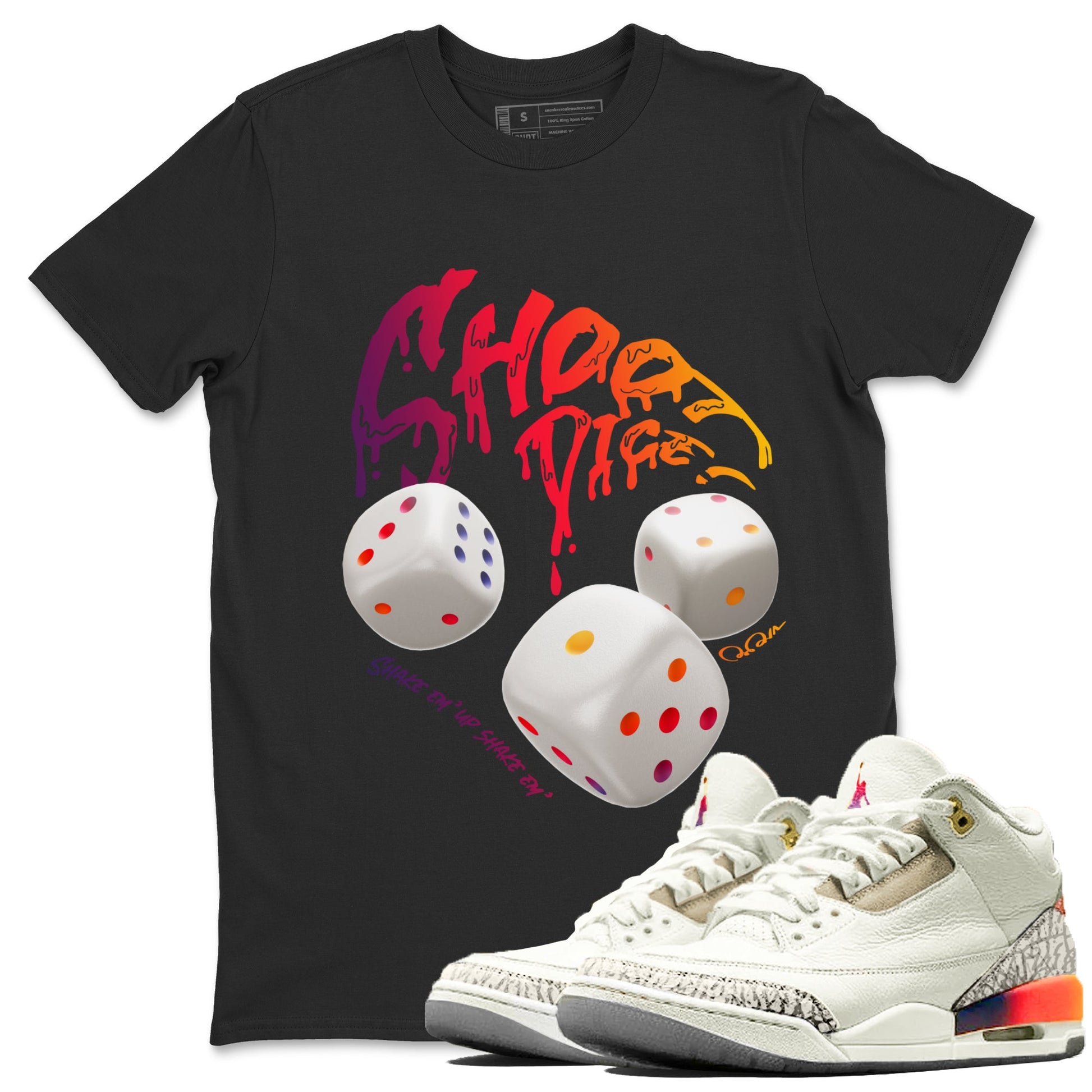 Air Jordan 3 J Balvin shirt to match jordans Shoot Dice sneaker tees AJ3 Balvin  SNRT Sneaker Release Tees LGBTQ Gay Pride T-Shirt Unisex Black 1 T-Shirt