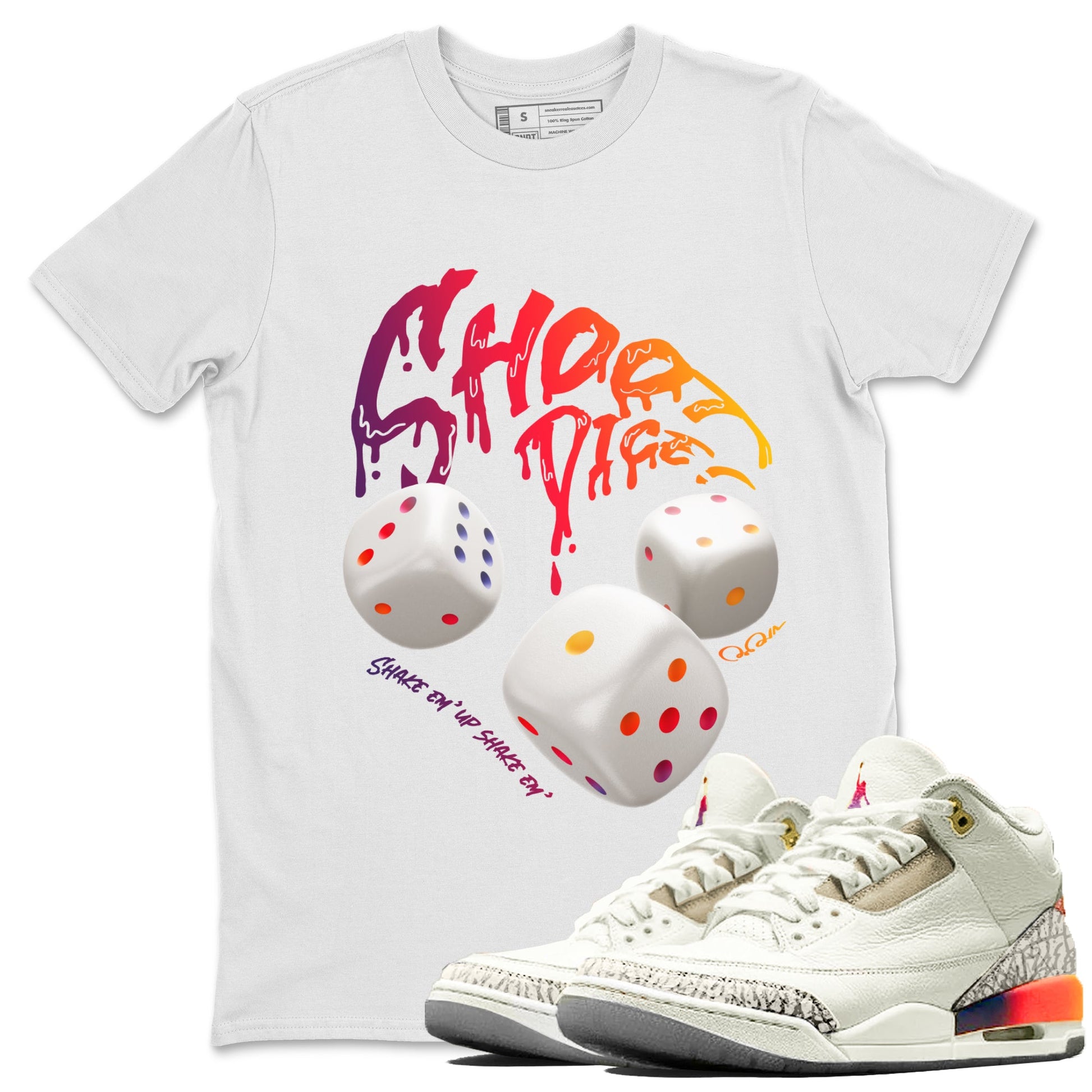 Air Jordan 3 J Balvin shirt to match jordans Shoot Dice sneaker tees AJ3 Balvin  SNRT Sneaker Release Tees LGBTQ Gay Pride T-Shirt Unisex White 1 T-Shirt