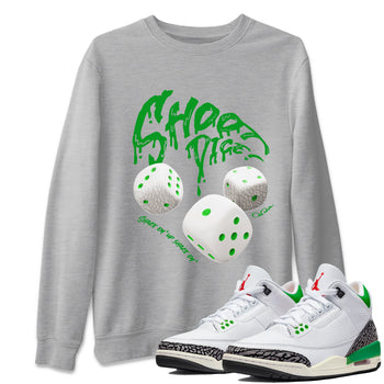 Air Jordan 3 Lucky Green Sneaker Match Tees Shoot Dice Sneaker Tees AJ3 Lucky Green Sneaker Release Tees Unisex Shirts Heather Grey 1