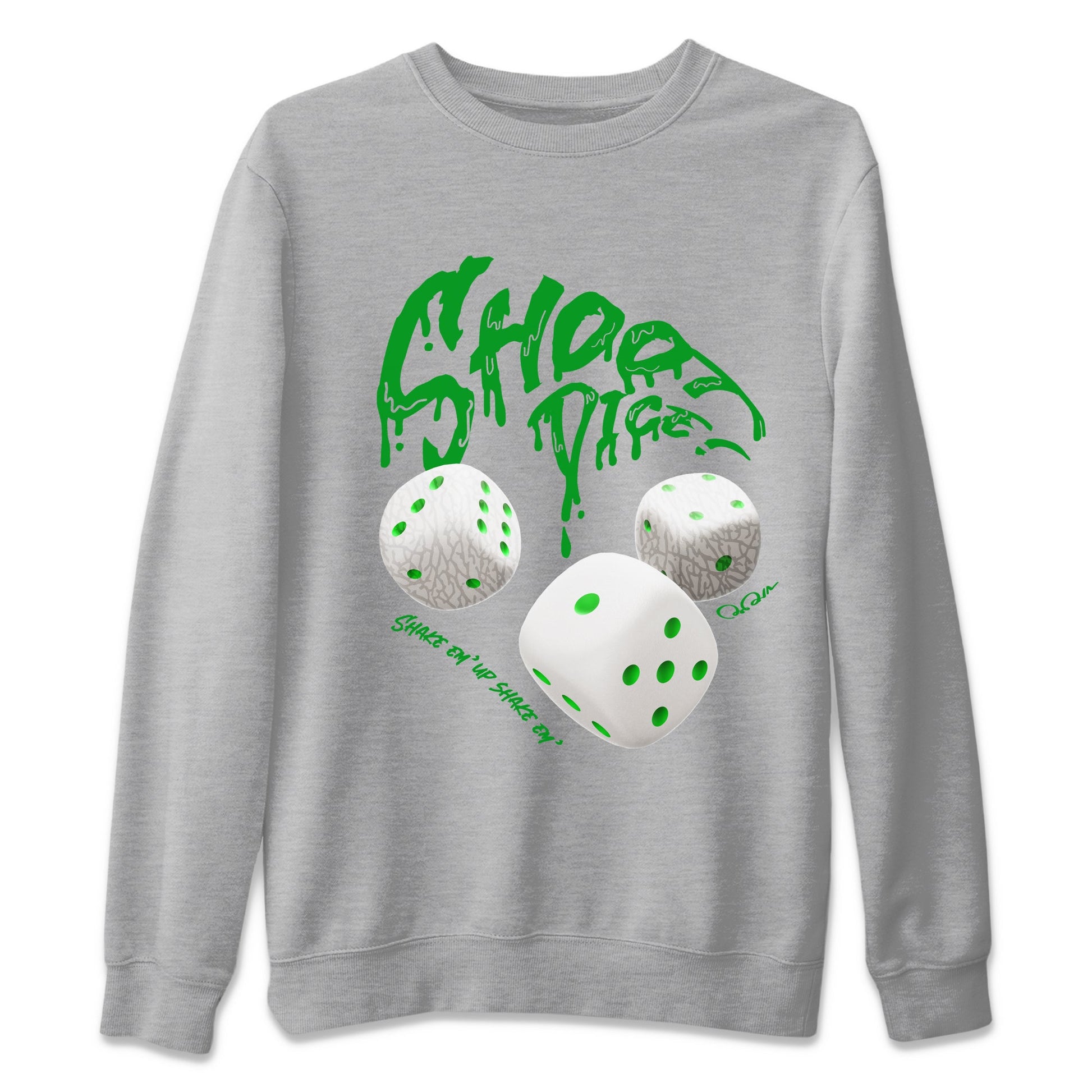 Air Jordan 3 Lucky Green Sneaker Match Tees Shoot Dice Sneaker Tees AJ3 Lucky Green Sneaker Release Tees Unisex Shirts Heather Grey 2