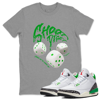 Air Jordan 3 Lucky Green Sneaker Match Tees Shoot Dice Sneaker Tees AJ3 Lucky Green Sneaker Release Tees Unisex Shirts Heather Grey 1