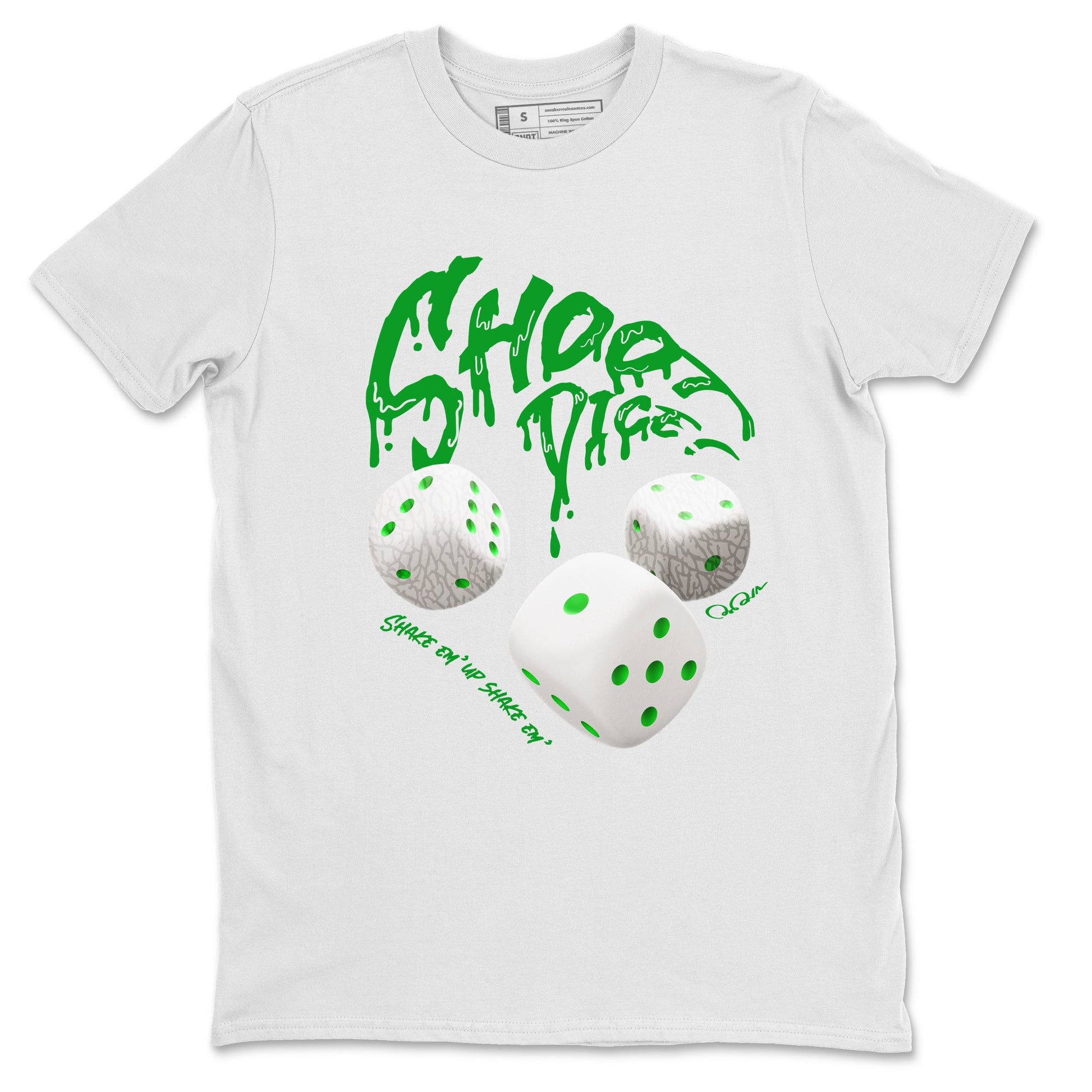 Air Jordan 3 Lucky Green Sneaker Match Tees Shoot Dice Sneaker Tees AJ3 Lucky Green Sneaker Release Tees Unisex Shirts White 2