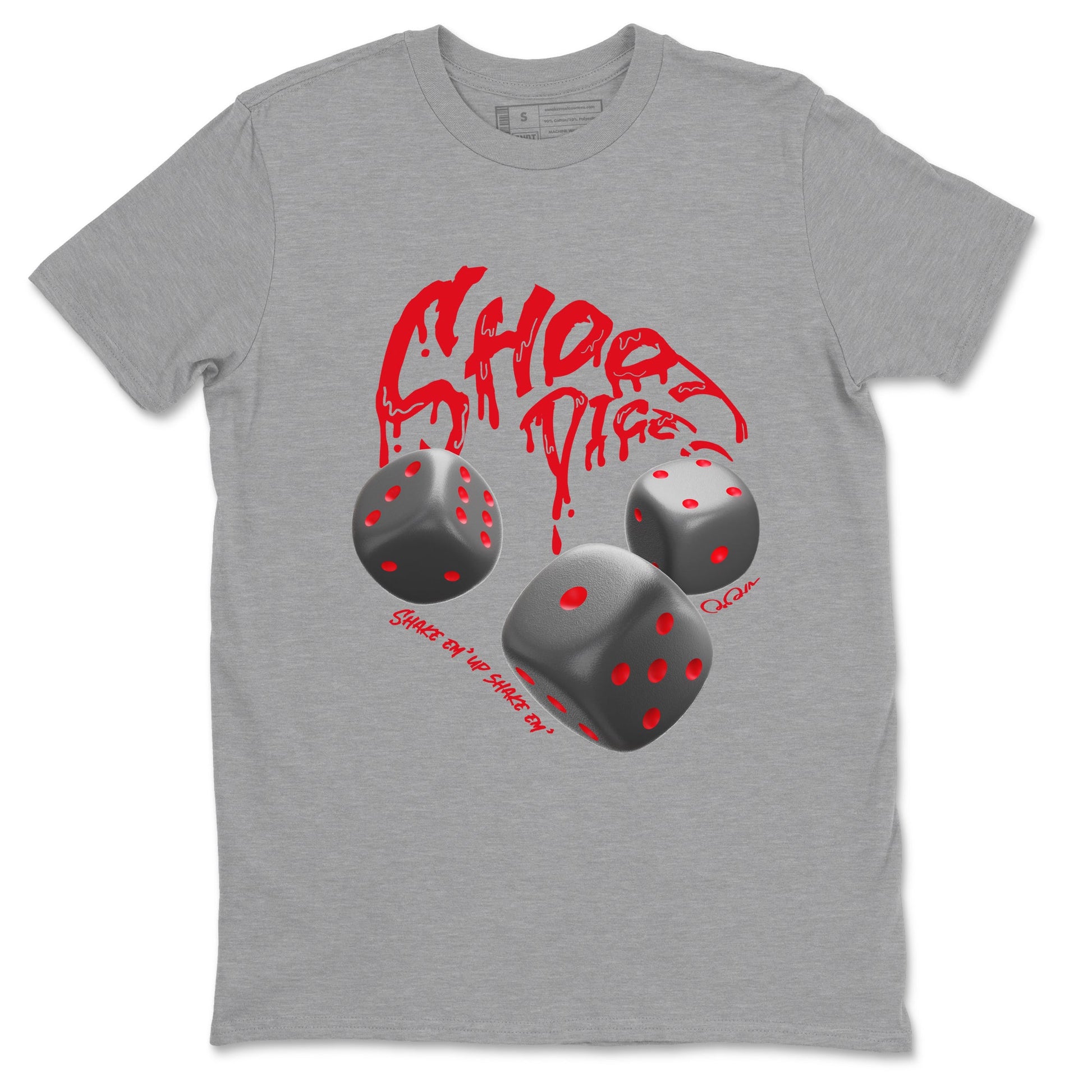 4s Bred Reimagined shirt to match jordans Shoot Dice sneaker tees Air Jordan 4 Bred Reimagined SNRT Sneaker Release Tees unisex cotton Heather Grey 2 crew neck shirt