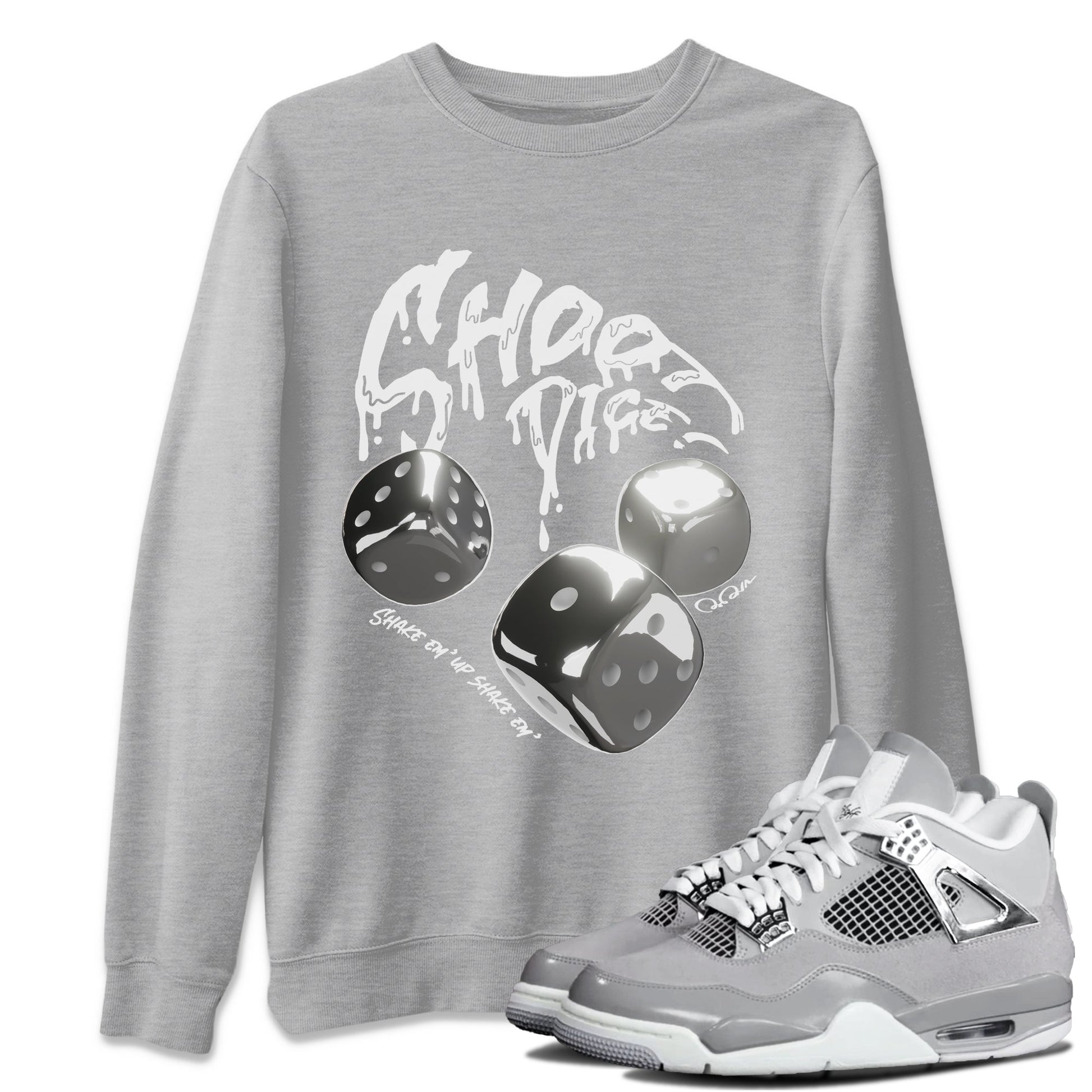 Air Jordan 4 Light Iron Ore shirt to match jordans Shoot Dice sneaker tees AJ4 Frozen Moments SNRT Sneaker Release Tees Unisex Heather Grey 1 T-Shirt